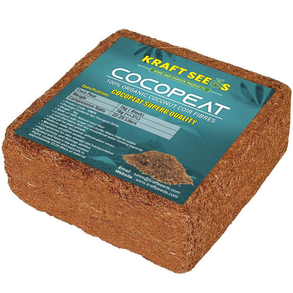 Kraft Seedsby 10 Club Cocopeat for Home Garden (1kg) | Expands Upto 5 Ltrs | Natural and Eco-Friendly | Hydroponic Plants, Kitchen and Terrace Gardening