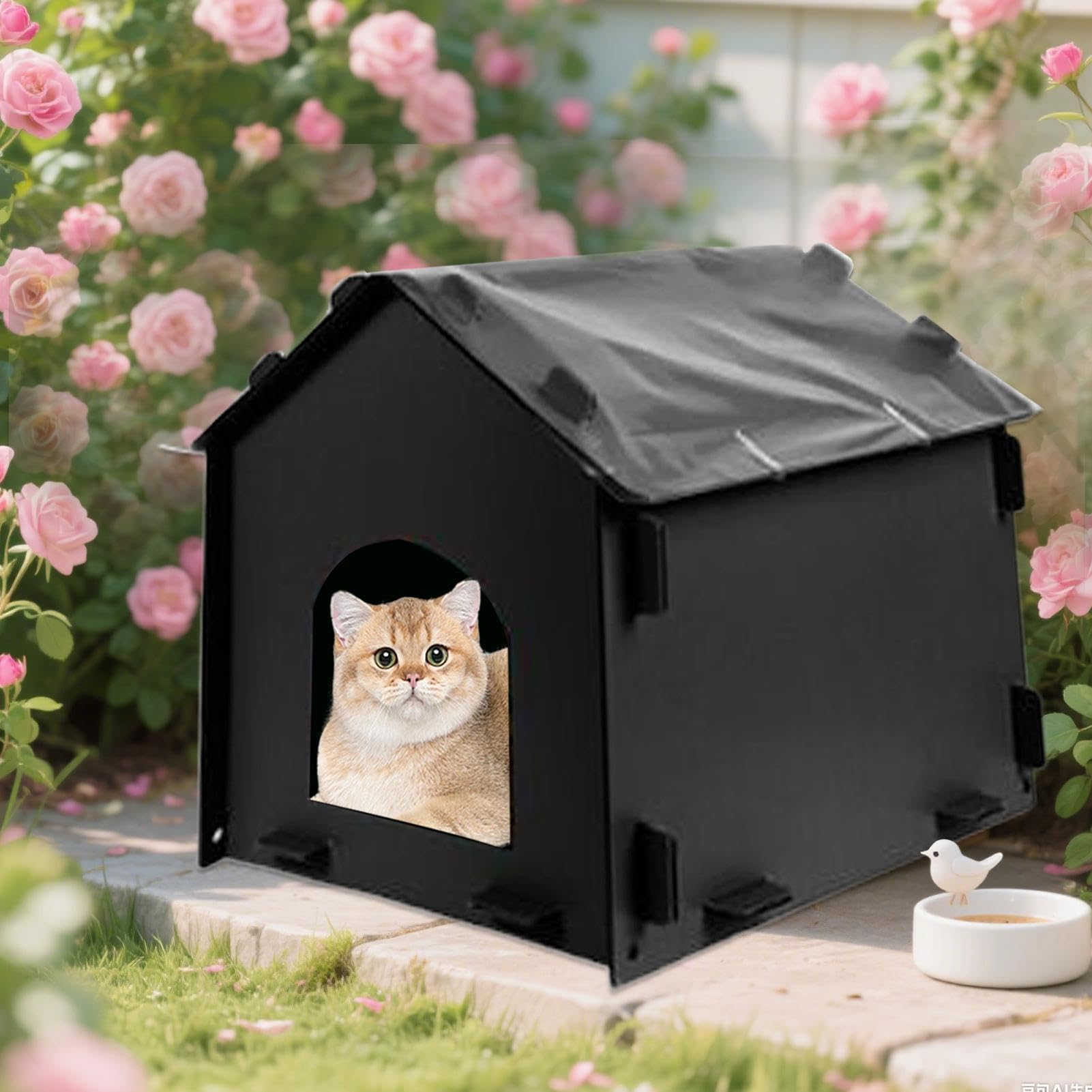 Rifugio Per Gatti Randagi Casa Per Animali Domestici Isolata Sicura E | Tana Mangiatoia per Gatti Randagi per Comunità Balcone Giardino Cortile Strada Garage