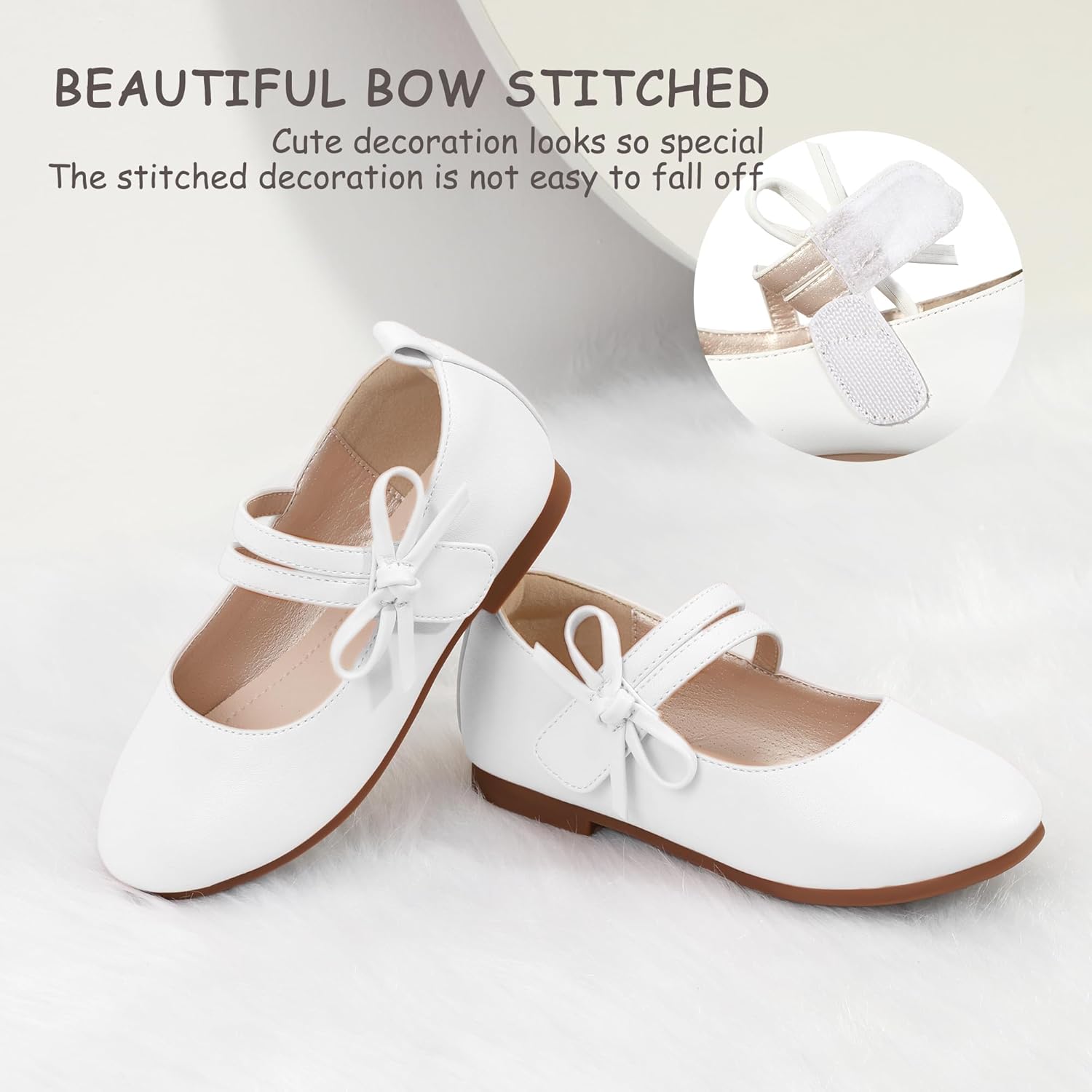 PANDANINJIA Naomi Girls Dress Shoes Mary Jane Ballet Flats Flower Girl Wedding Party Communion Shoes for Toddler Little Kid Big Kid - Image 5