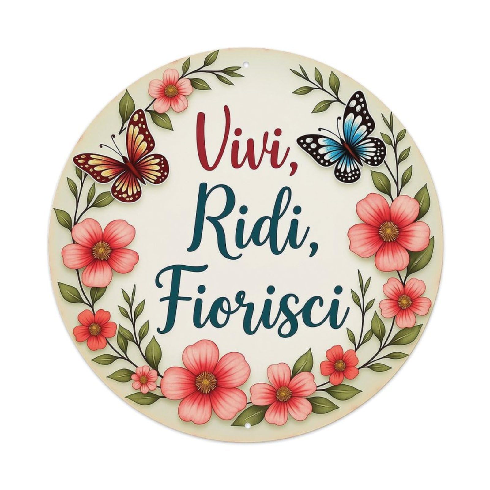 Floral Butterfly Wreath Design Pattern Tin Sign Metal Poster Vintage Metal Signs for Home Man Cave Bar Cafe Kitchen laundry room Wall Decorations Gift 8x8Inch