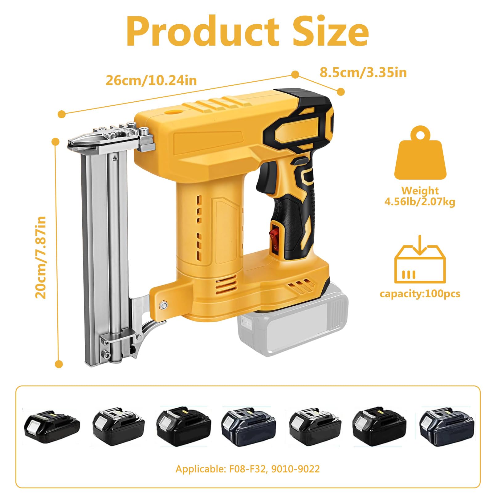 Clavadora inalámbrica para batería Dewalt de 20 V, pistola grapadora de clavos 2 en 1, pistola grapadora eléctrica de 18 GA con 1000 clavos, 1000 grapas, grapadora de batería para carpintería, mejoras