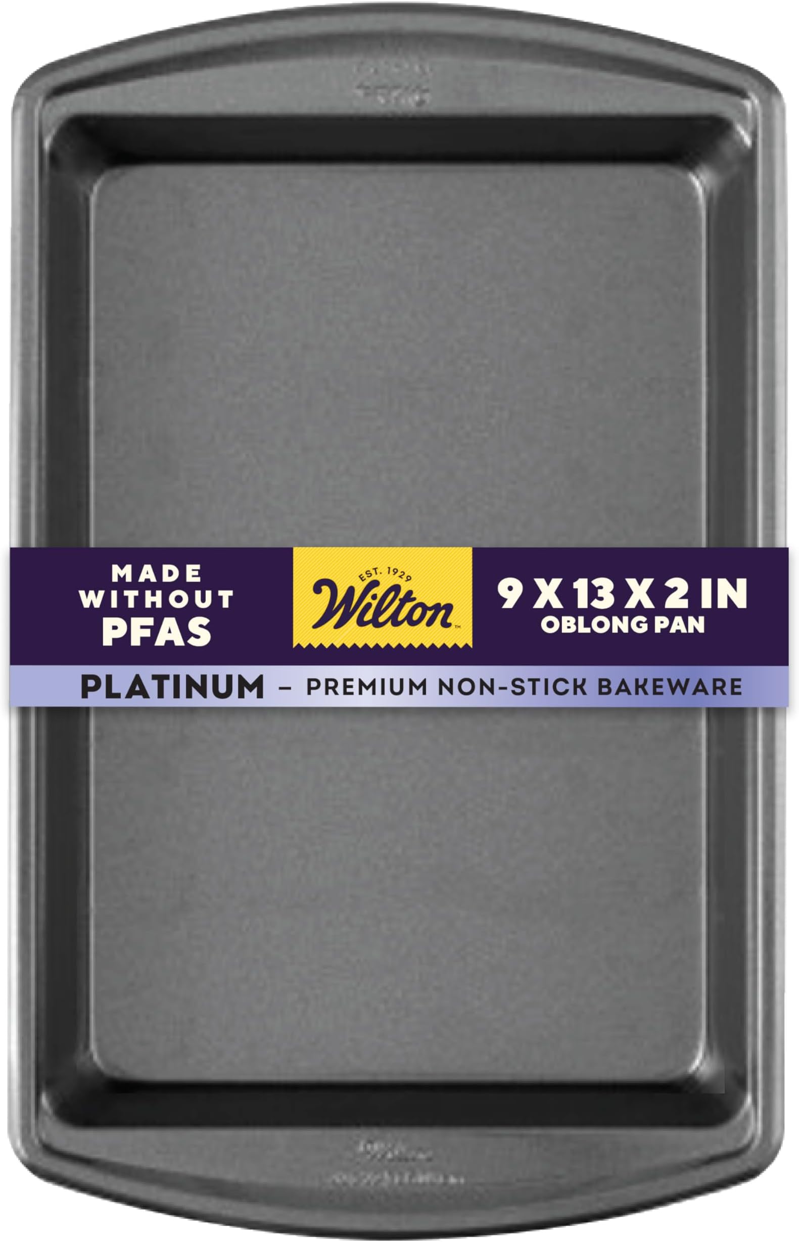 Platinum Non-Stick Oblong Baking Pan - All-Purpose Pan for Baking, Roasting & Cooking - Non-Stick Steel - Dishwasher Safe - Features Extended Grip Handles - Made Without PFAS - 13 x 9 x 2 Inch