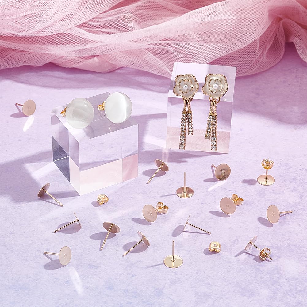 20 Stück Goldfarbene Ohrstecker - Flache Ohrpiercings Für DIY Schmuck - Damen & Mädchen