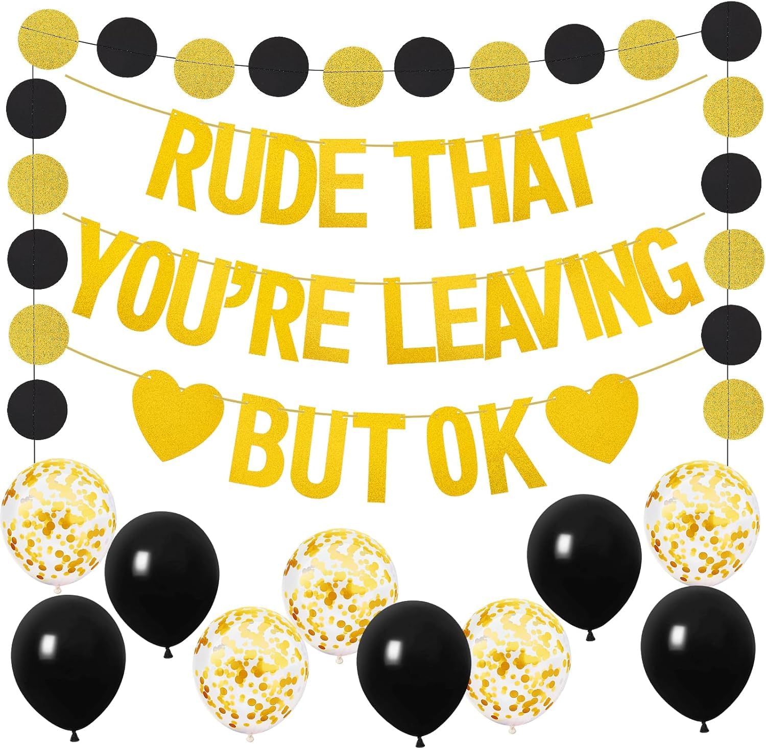 ToVii Rude That You're Leaving But OK Banner Funny Leaving Decorations for Colleagues Retirement Party Decoration Glitter Garland Balloons Banner Office Coworker Goodbye Party Leaving Job Decorations