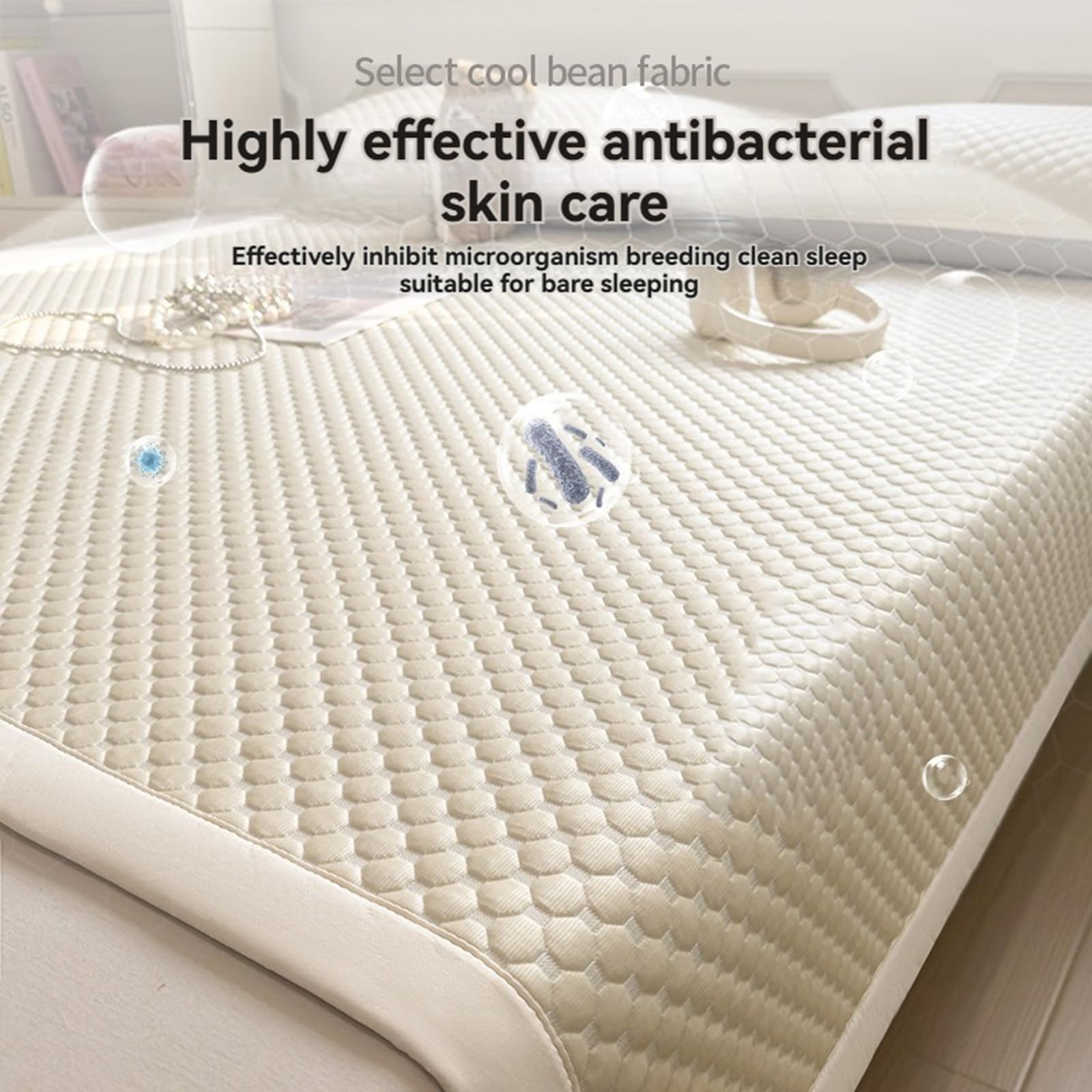 Set di 3 coprimaterassi rinfrescanti per letto queen size, con perline di ghiaccio 3D, morbido e traspirante, per chi dorme al caldo (120 x 200 cm + 2 federe)
