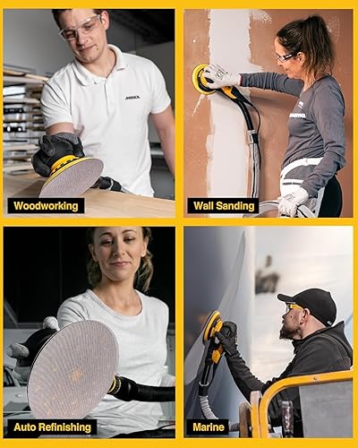 Miniatura 7 de Mirka Abranet - Discos de papel de lija de malla, 6 pulgadas, grano, 80, almohadillas de lijado de red de gancho y bucle para lijado sin polvo,