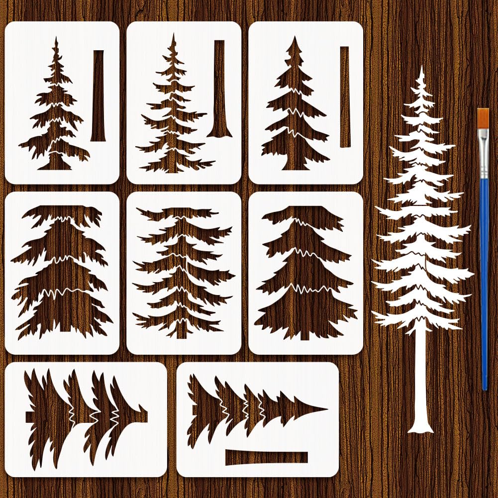 Pochoirs de pins superposes pour relooker un meuble en bois et personnaliser vos murs