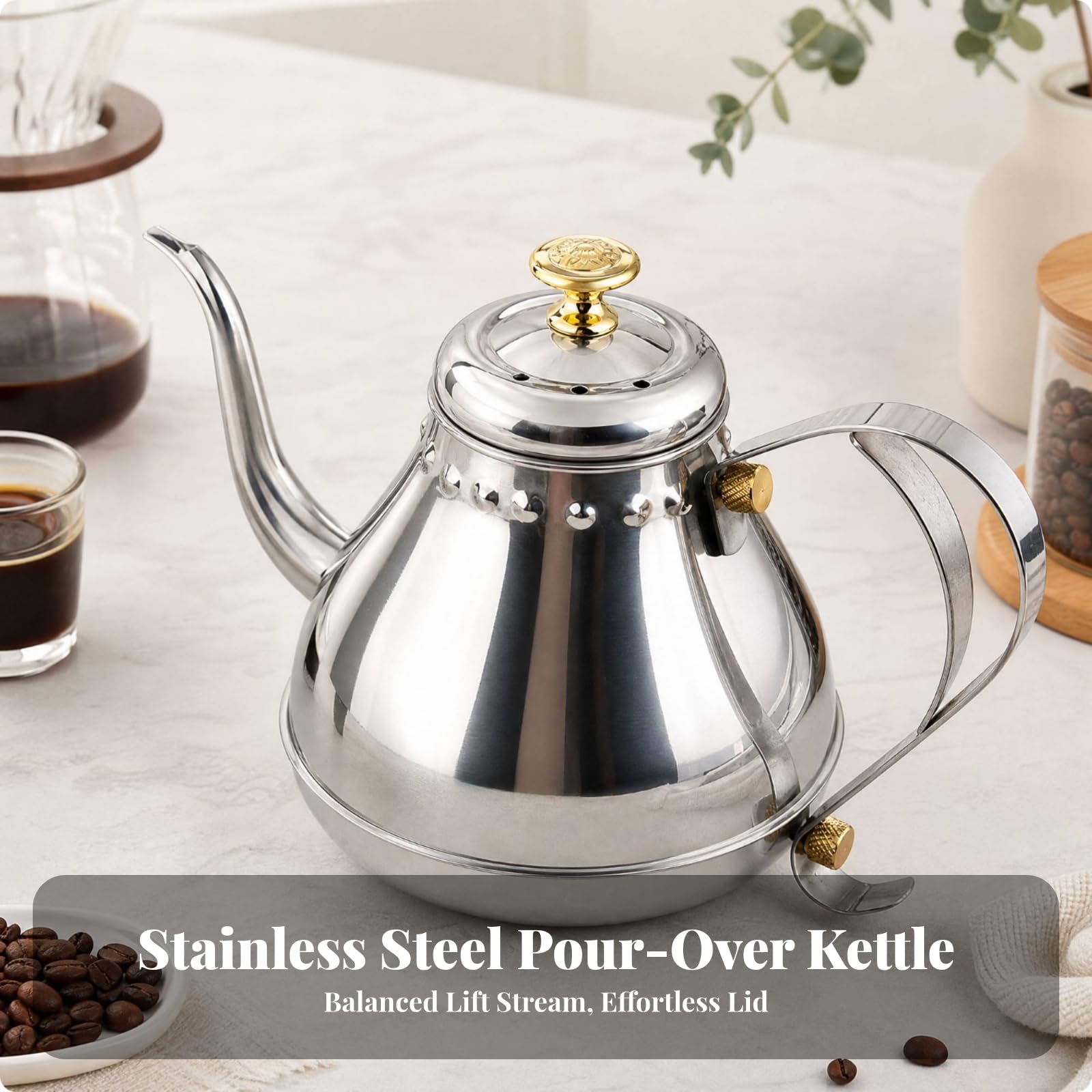 Pot à Cvercle Ergonomique Col, Anti-, Récipient, pr Cuisine, Argent, 1.8L
