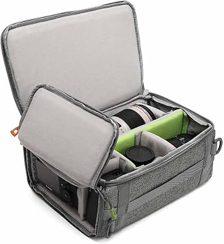 Camera Insert Bag,Shockproof &Pressure-proof Dual Opening Padded Camera Lens Cube Case Backpack,Digital DSLR SLR Mirrorless Cameras Storage,Suitable for mountaineering bags over 20 litersM