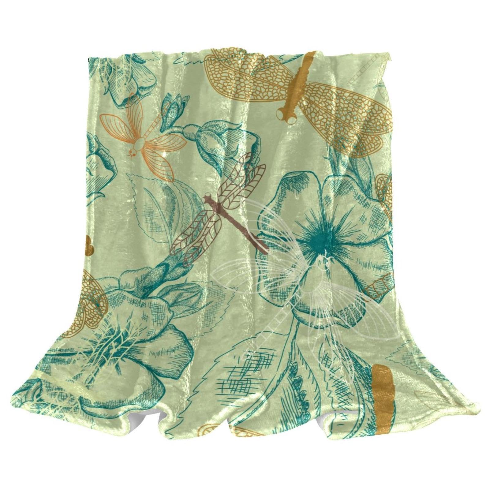Couverture polaire fleurs libellules pour transformer votre canapé en un nid chaleureux