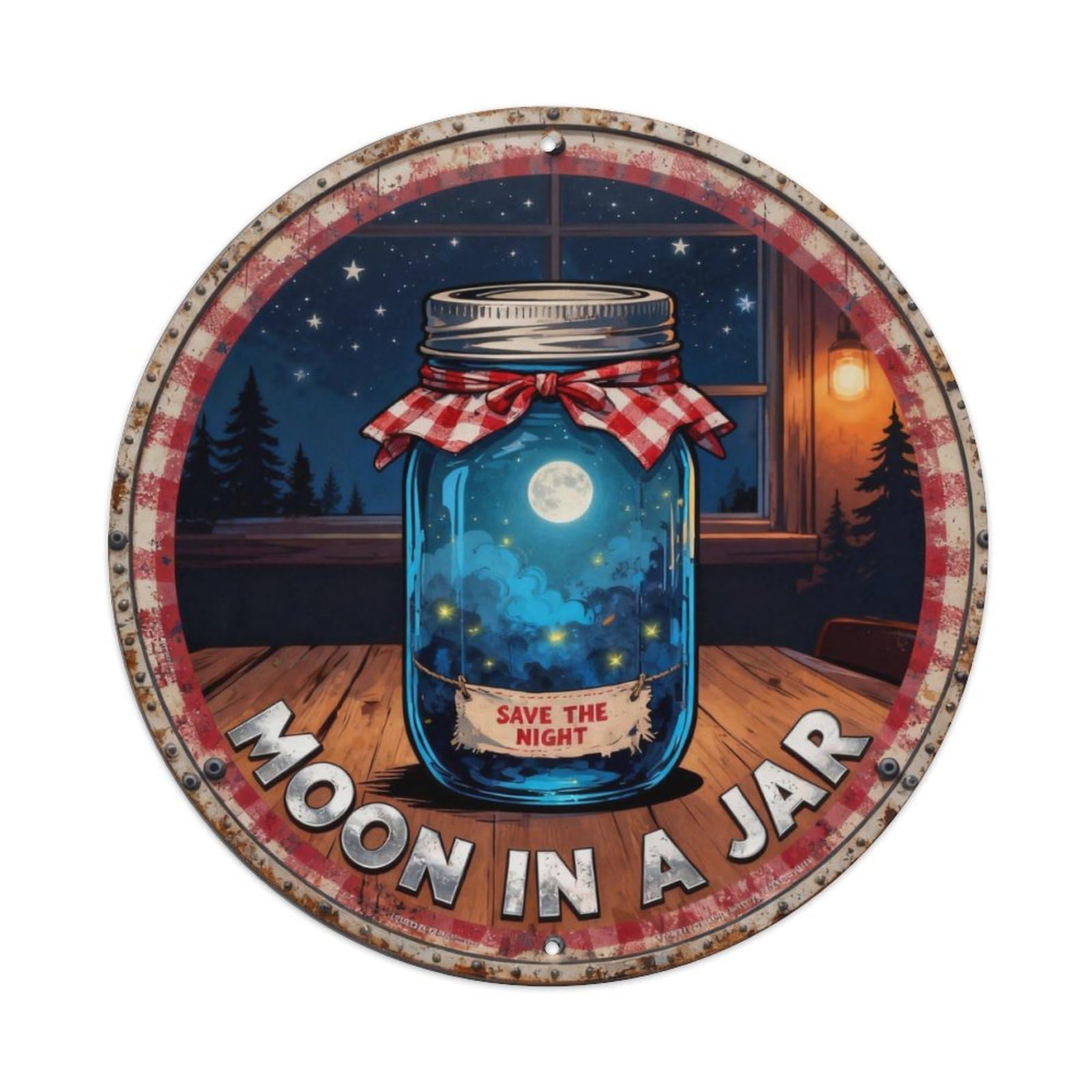 Moon In A Jar Sign Metal Tin Sign Plaque