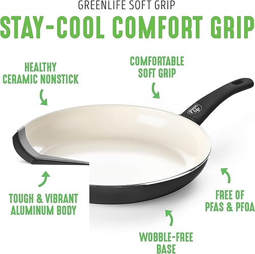 Miniatura 3 de GreenLife SoftGrip - Olla de 6 cuartos con tapa y tapa coladora, color negro