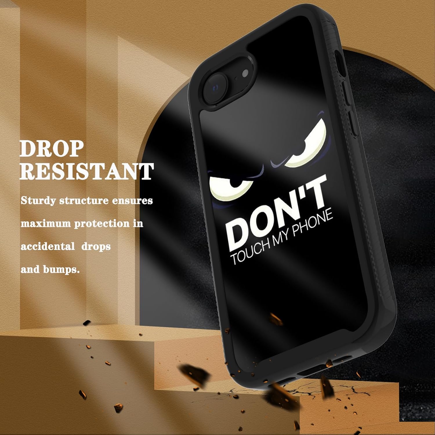 Street Fashion Cool Funny Don't Touch My Phone Design Compatible with iPhone 16e Case for Boys Man Luxury Shockproof Rugged Cover Dual Layer Soft TPU + Hard PC Bumper Full-Body Protective Case - Image 2