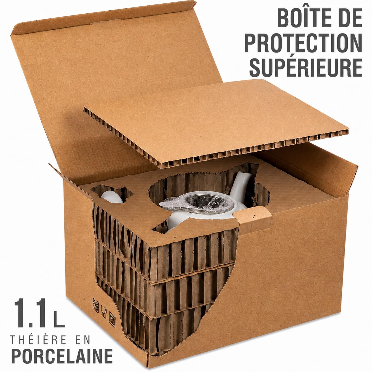 Urban Lifestyle Théière avec Filtre 1,1 Litre Théière en Fine Porcelaine de Haute Qualité avec Infuseur en Acier Inoxydable 800 ml Capacité Utile Anti Goutte Couvercle Stabilisé Blanche SWANSEA