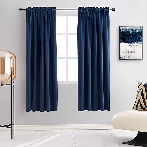 DONREN - 2 paneles de cortinas opacas con aislamiento térmico, color azul marino, cortinas de tela suave y pesada para dormitorio (azul oscuro, 42