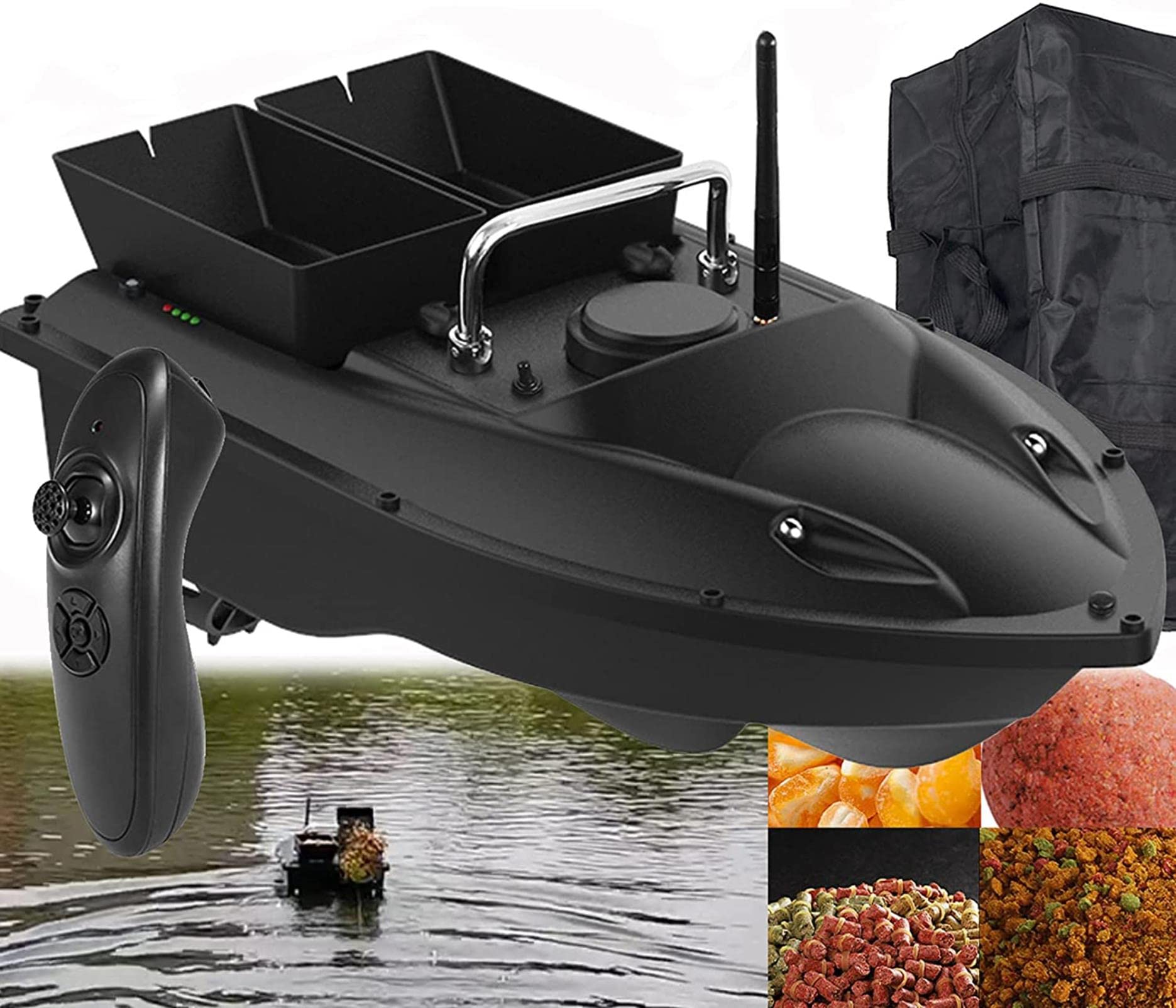 Barco Cebador Carpfishing Inteligente, Barco de Cebo de Pesca 500m Hélice de Repuesto y Batería de 12000 MAh, Barco Teledirigido de Pesca, Fácil de Montar y Utilizar