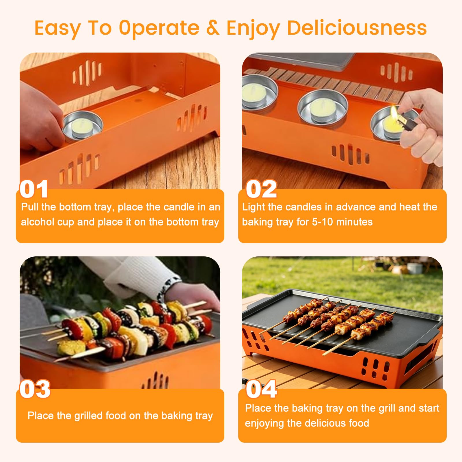 Płyta utrzymująca ciepło BBQ z 3 świecznikami na podgrzewacze, 36 x 19 cm, do utrzymywania ciepła, podgrzewacz do mięsa, pojemnik utrzymujący ciepło, grill na imprezę i do ogrodu (nie jest to