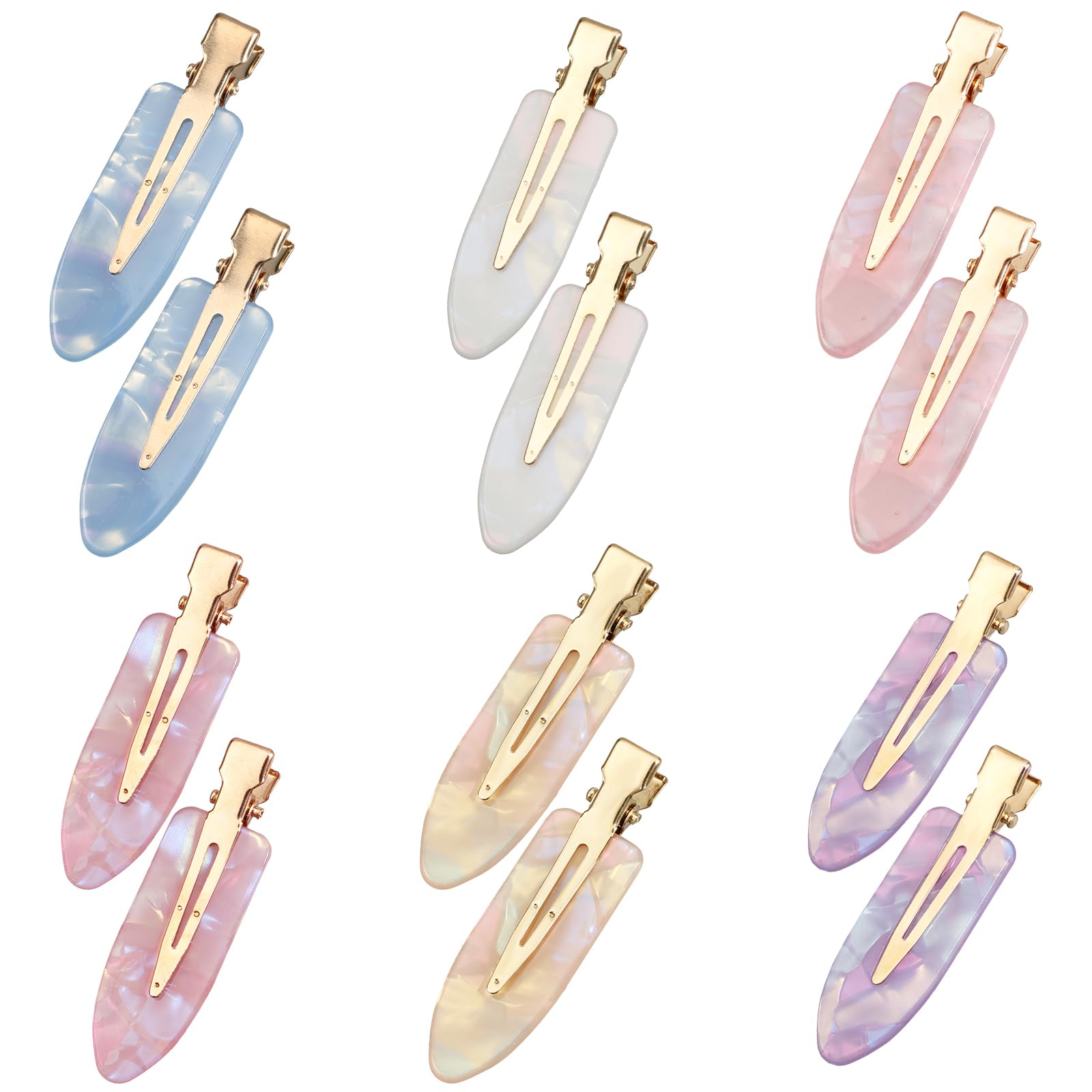 12 Stück Keine Biegung Haarspangen Keine Falten Haarclips Nahtlose Haarspangen Make Up Haarclips Acrylharz Flache Haarklammern Bunte Pony Haar Clips Haar Styling Haarschmuck