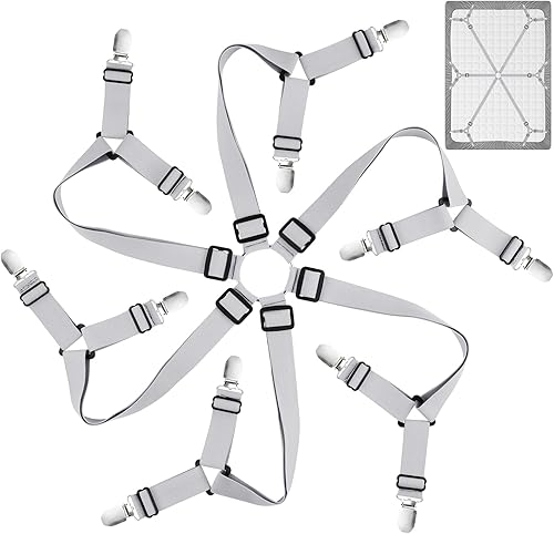 Sujetadores de sábanas ajustables, correas elásticas para sábanas de cama de 6 vías, clips cruzados para sábanas para cama matrimonial, Queen, King,