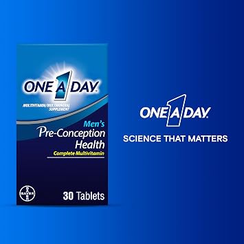 One A Day Men's Pre-Conception Health Multivitamin to Support Sperm Health, Supplement for Men with Vitamin C, Vitamin E, Selenium, Zinc, and Lycopene, 30 Count