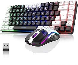 RedThunder K84 Ensemble clavier et souris de jeu sans fil QWERTZ DE, rechargeable, compact, ultra léger – avec construction Honeycomb pour PC Mac PS5 Xbox Gamer (version noir et blanc 2024)