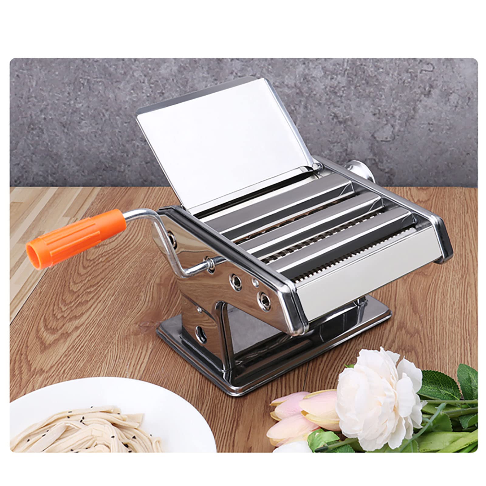 Máquina para Hacer Pasta, 3 cortadores de Fideos de Acero Inoxidable con 6 ajustes de Espesor Ajustables para Hacer Fideos Frescos o Bolas de Masa hervida