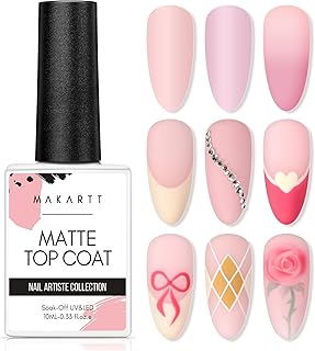 Makartt Matte Gel Top Coat 10ml, Soak Off No Wipe Long-Lasting Matte Finish for Nail Art, Protective Seal with Smooth Velvet Texture for DIY and Salon Manicure
