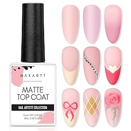 Makartt Matte Gel Top Coat, Soak Off No Wipe Long-Lasting Matte Finish Top Coat for Nail Art, Protective Seal with Smooth Velvet Texture for DIY and Salon Manicure, 10ml