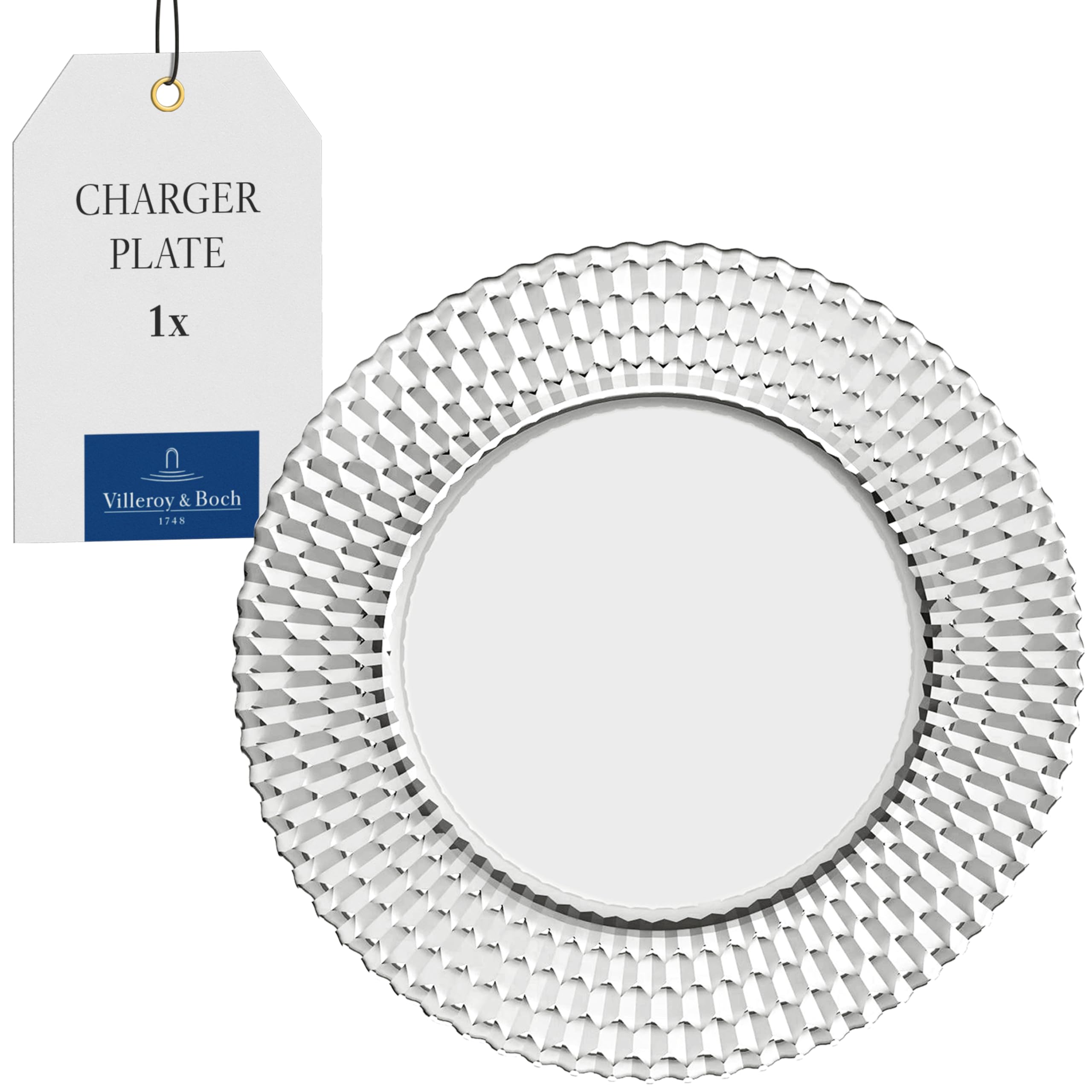 Villeroy & Boch - Boston Buffet Plate 32 cm Clear, Dishwasher Safe, Large Dinner Plate, Dinnerware Tableware, Crystal Glass