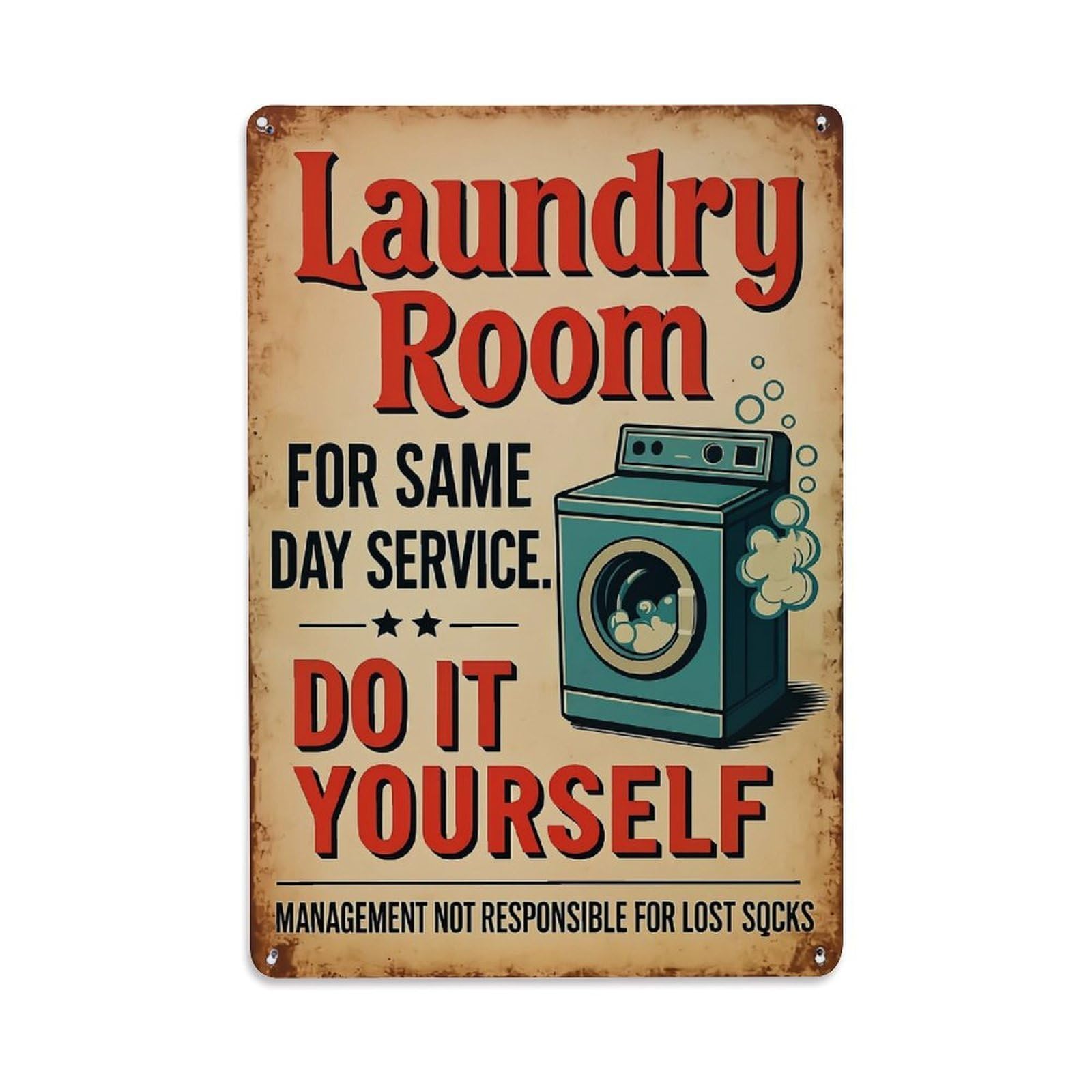 Jdfenggu Vintage Laundry Room Service Sign Art Retro Metal Tin Sign, Decor Art Poster For Bar, Home, Man Cave, Kitchen, Laundry Room Gift 8X12inch