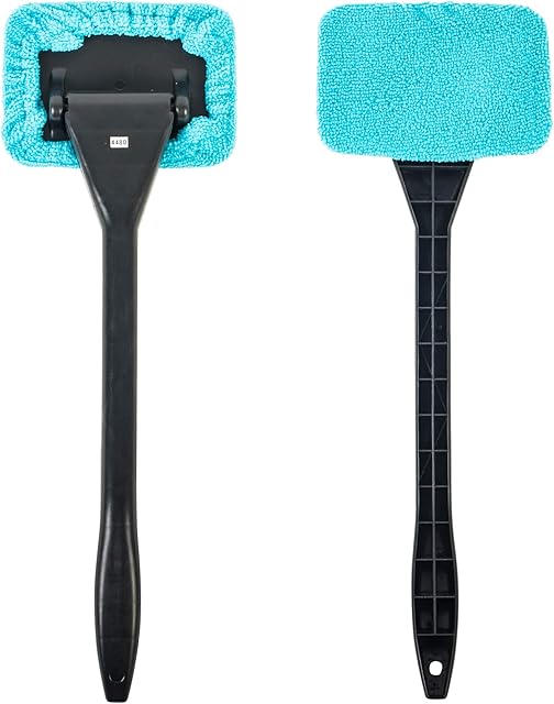 GADLANE Long Reach Windscreen Cleaner - 2 Pack Long Handle Microfiber Car Windscreen Cleaner Tool, Cloth Demister Pad Car Window Cleaner - Ideal for Fog Moisture Removal 2PCS