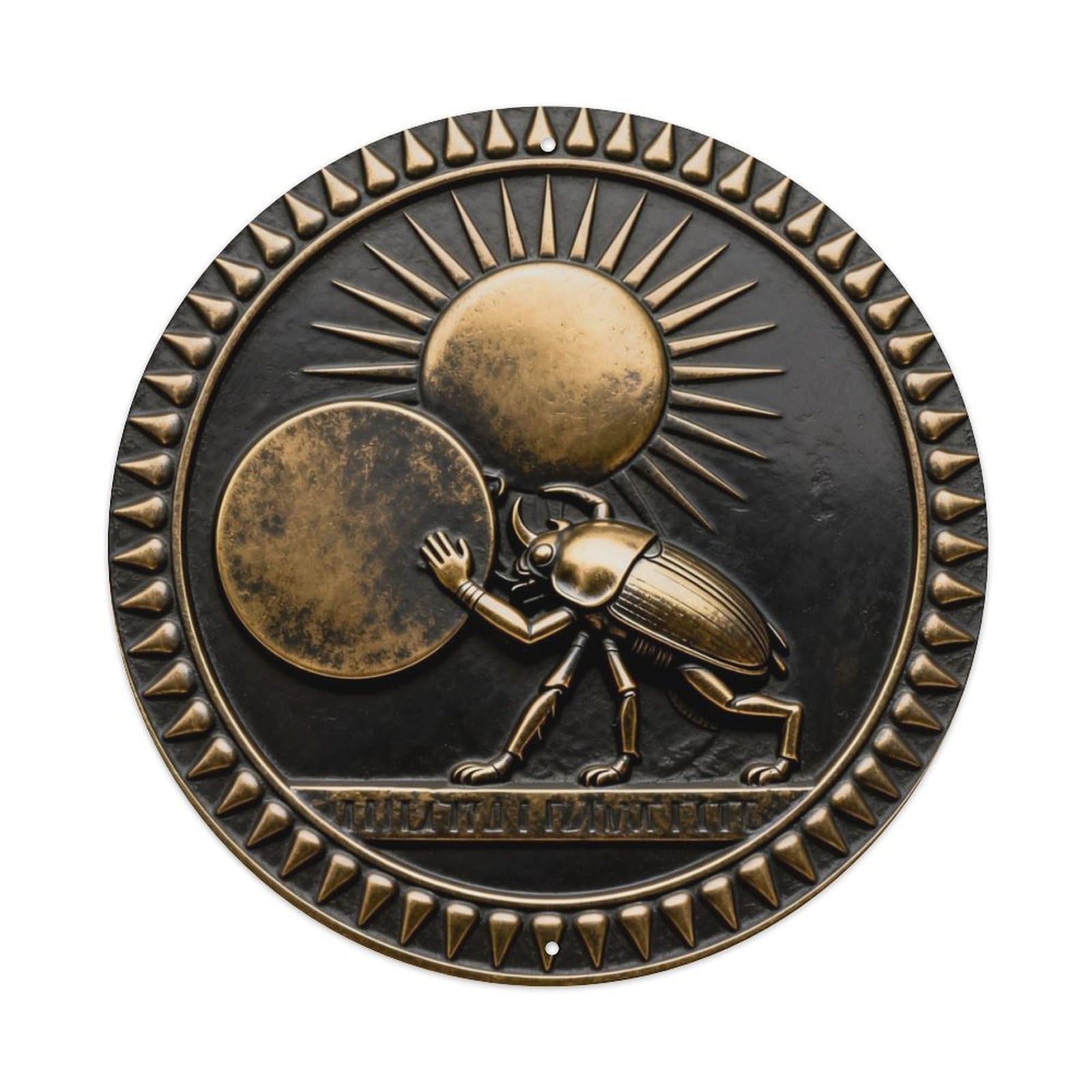 Egypt Scarab Push Sun Metal Tin Sign Plaque