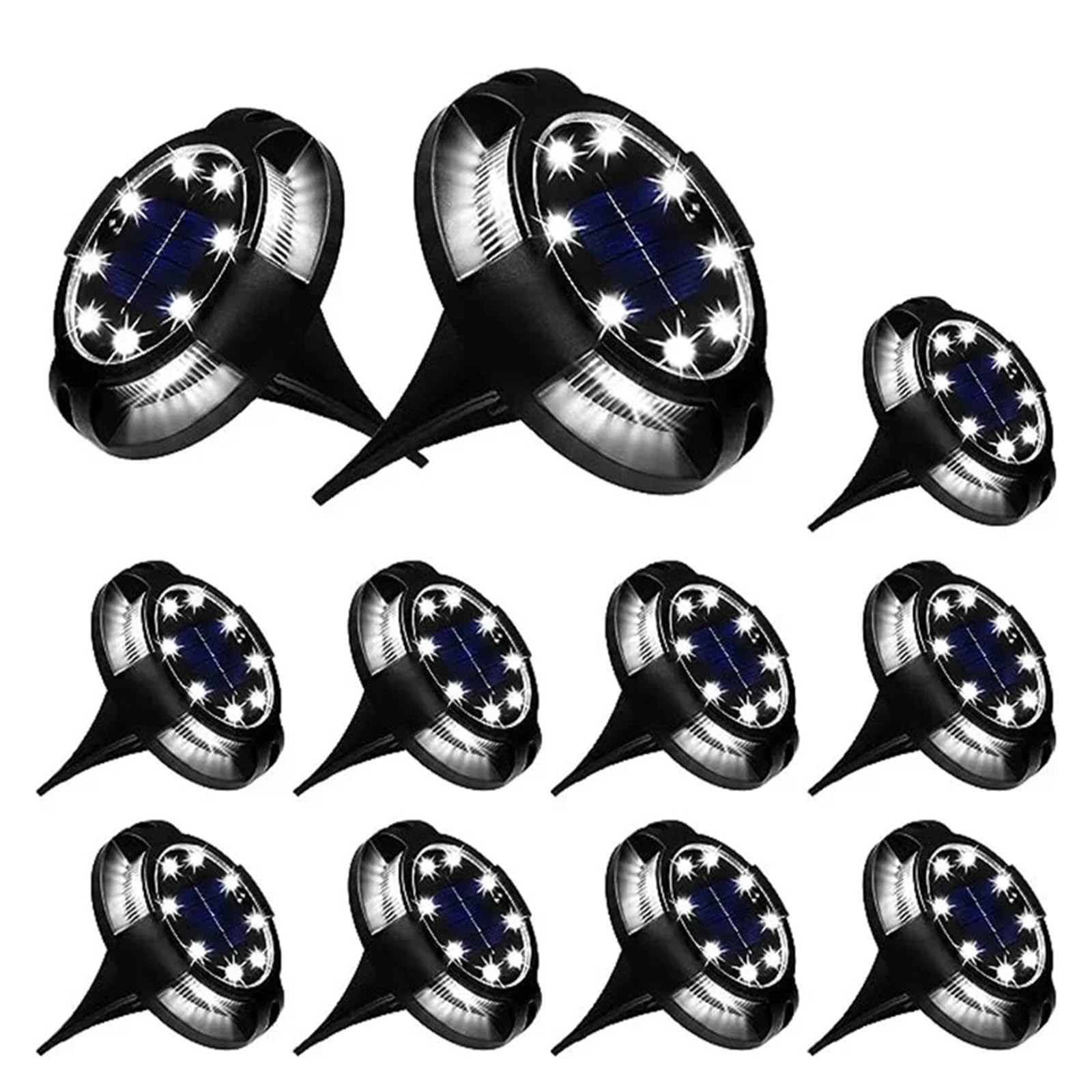 12 Pezzi LED Disco Di Energia Solare Luce Esterna Giardino Sotterranea Della Piattaforma Faretto Lampada Sepolta Decorazione Del Luminoso Ed Elegante(Colorful Side-White)