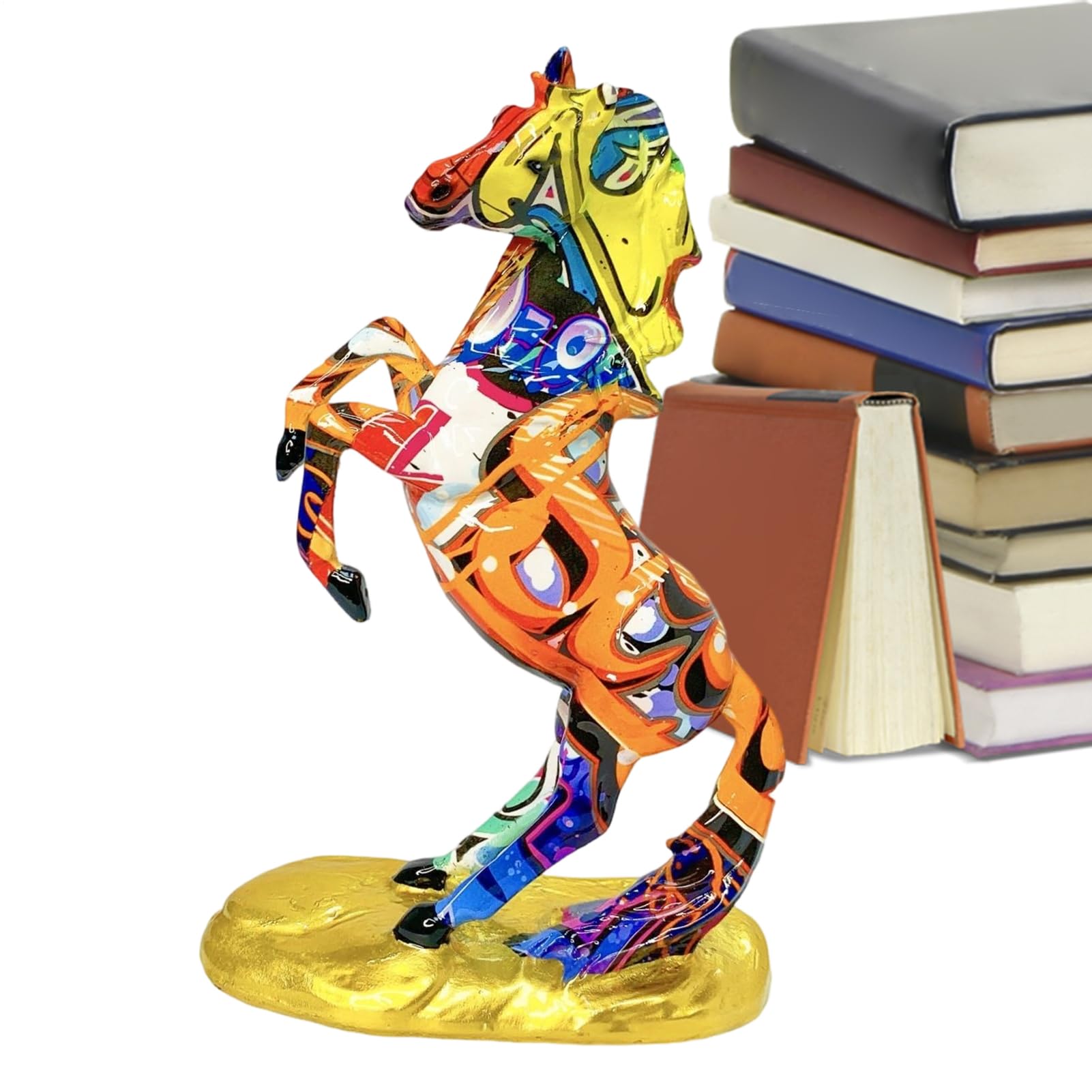 Figurine de cheval abstrait en résine colorée pour décoration de bureau et étagère moderne