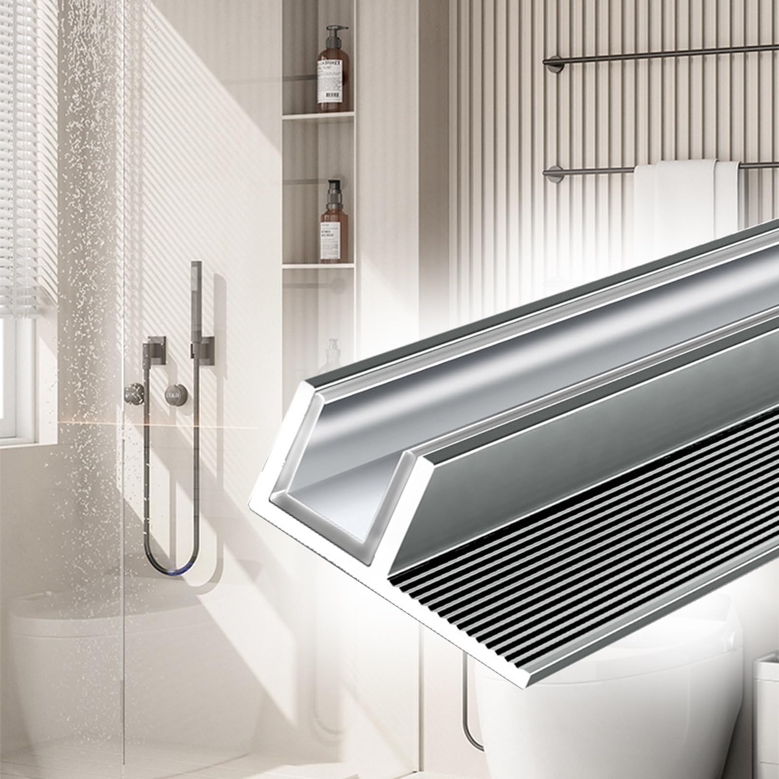 Yllffll Gray-10Mm Shower Glass Fixed Deep Channel, 3 4 5 6 7 8 Ft Frameless Shower Door Channel For Indoor Shower Enclosure & Outdoor Terrace, Shower Partition Track(,L-4.3Ft/1.3M)