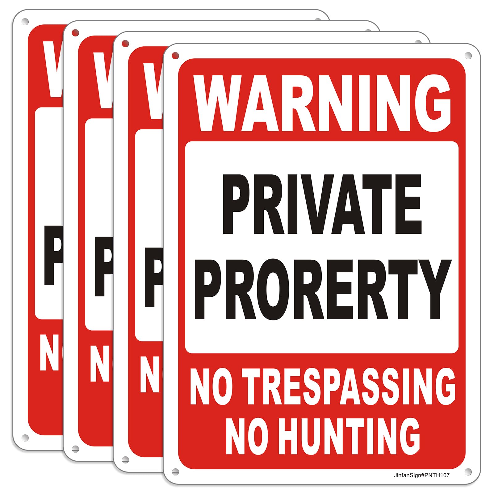 Photo 1 of (4 Pack) Private Property No Trespassing No Hunting Sign,10"x 7" Rust Free Reflective Aluminum Private Property Signs, No Trespassing Signs, Fade/Weather Resistant, UV Protected, Easy to Install