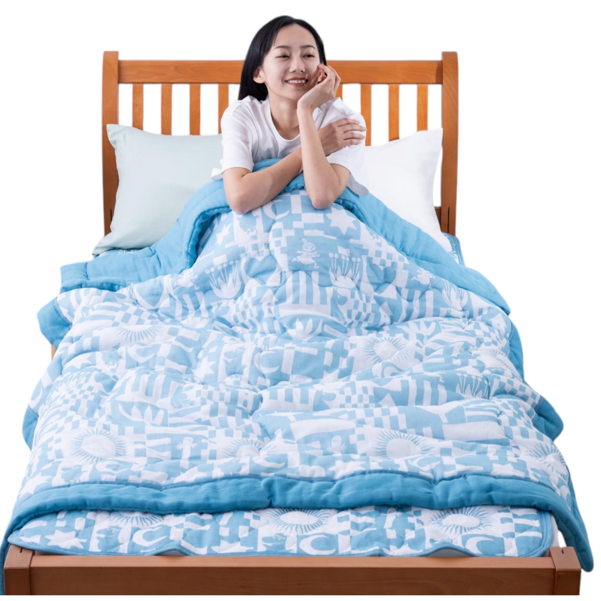 Amazon｜MOOMIN ダブルガーゼ肌ふとん140x190 ㎝ (掛ふとんブルー