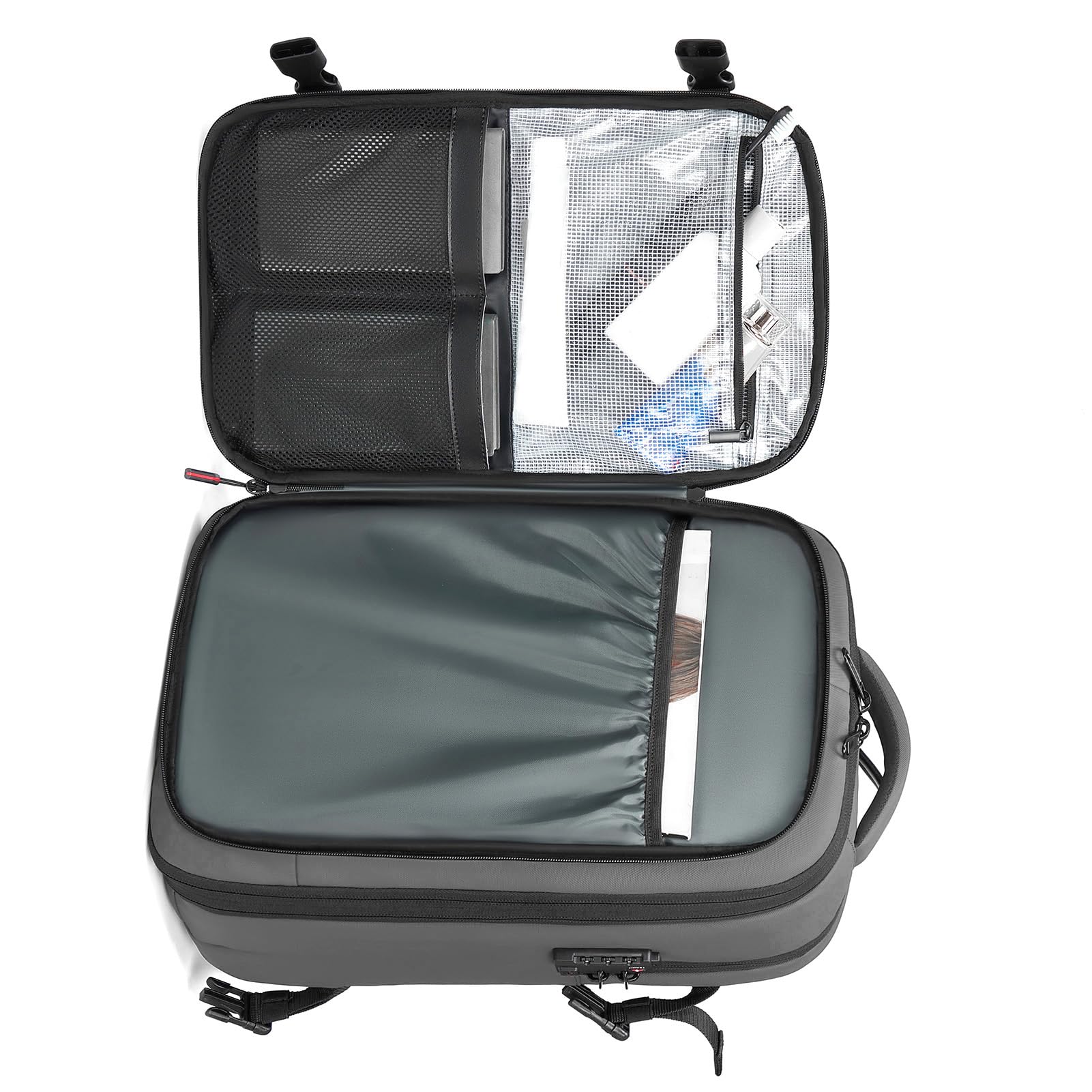 Zaino da Viaggio a Compressione a Tenuta di Vuoto, Zaino per Laptop Aziendale Antipioggia Espandibile da 25 a 60 Litri per Viaggiatori D'affari (GREY)