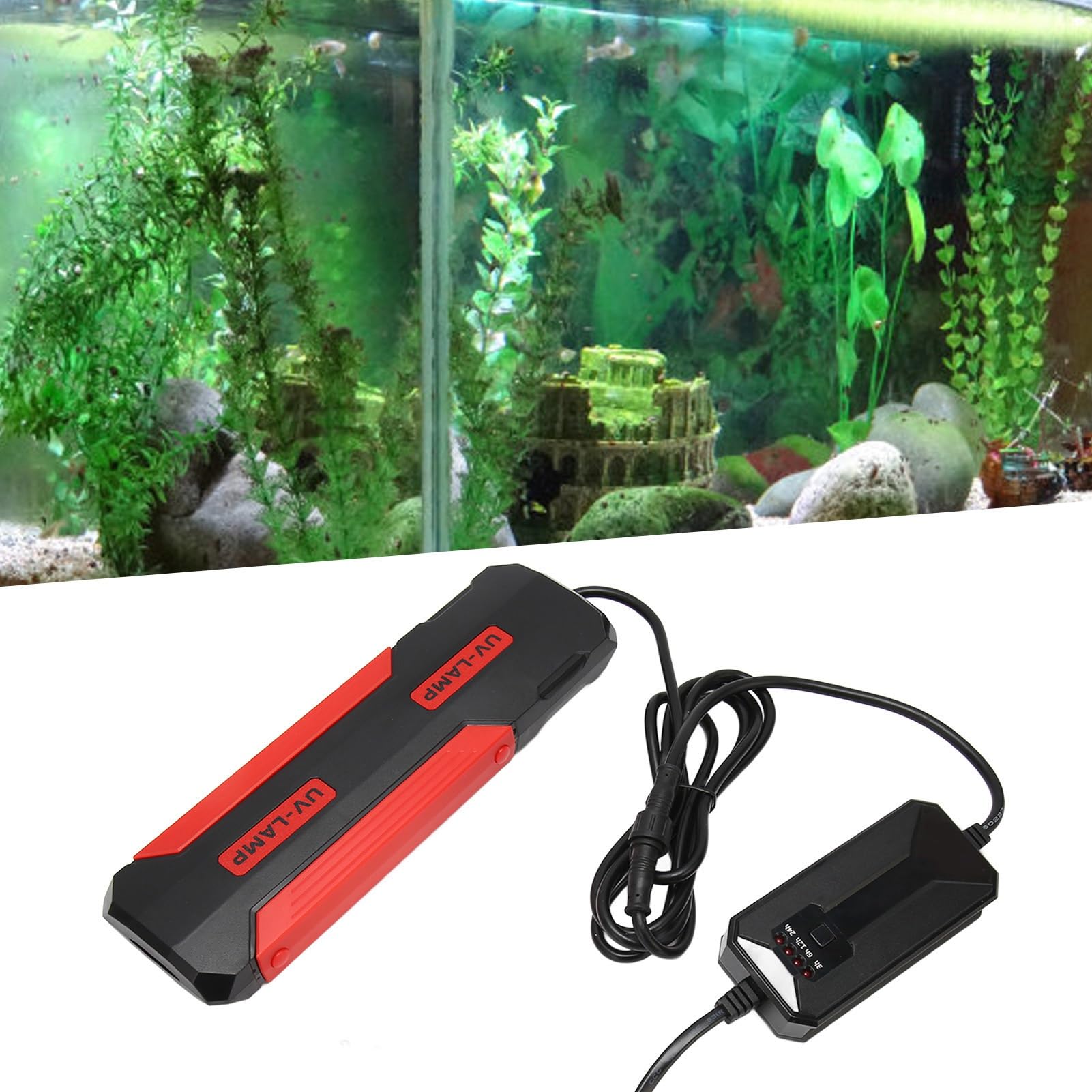 soobu Lámpara de Limpieza de Acuario, Esterilización Trasera de 180 Grados, Fácil Instalación, Tubo de Cuarzo de Alta Transmitancia, 22 W, Lámpara UV para Acuario (Enchufe UE 220V)