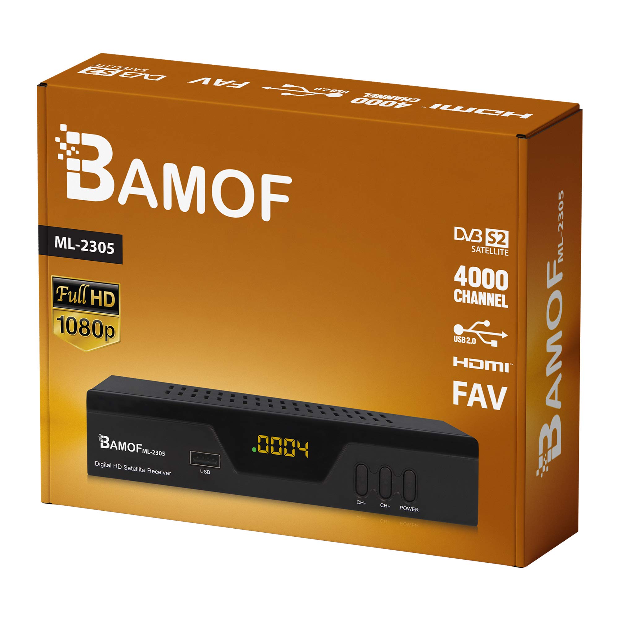 hd-line Bamof 2305 - Receptor de satélite Digital (HDTV, DVB-S/S2, HDMI, euroconector, 2 Puertos USB 2.0, Full HD 1080p) [preprogramado para Astra Hotbird Türksat] [Clase energética A+++]