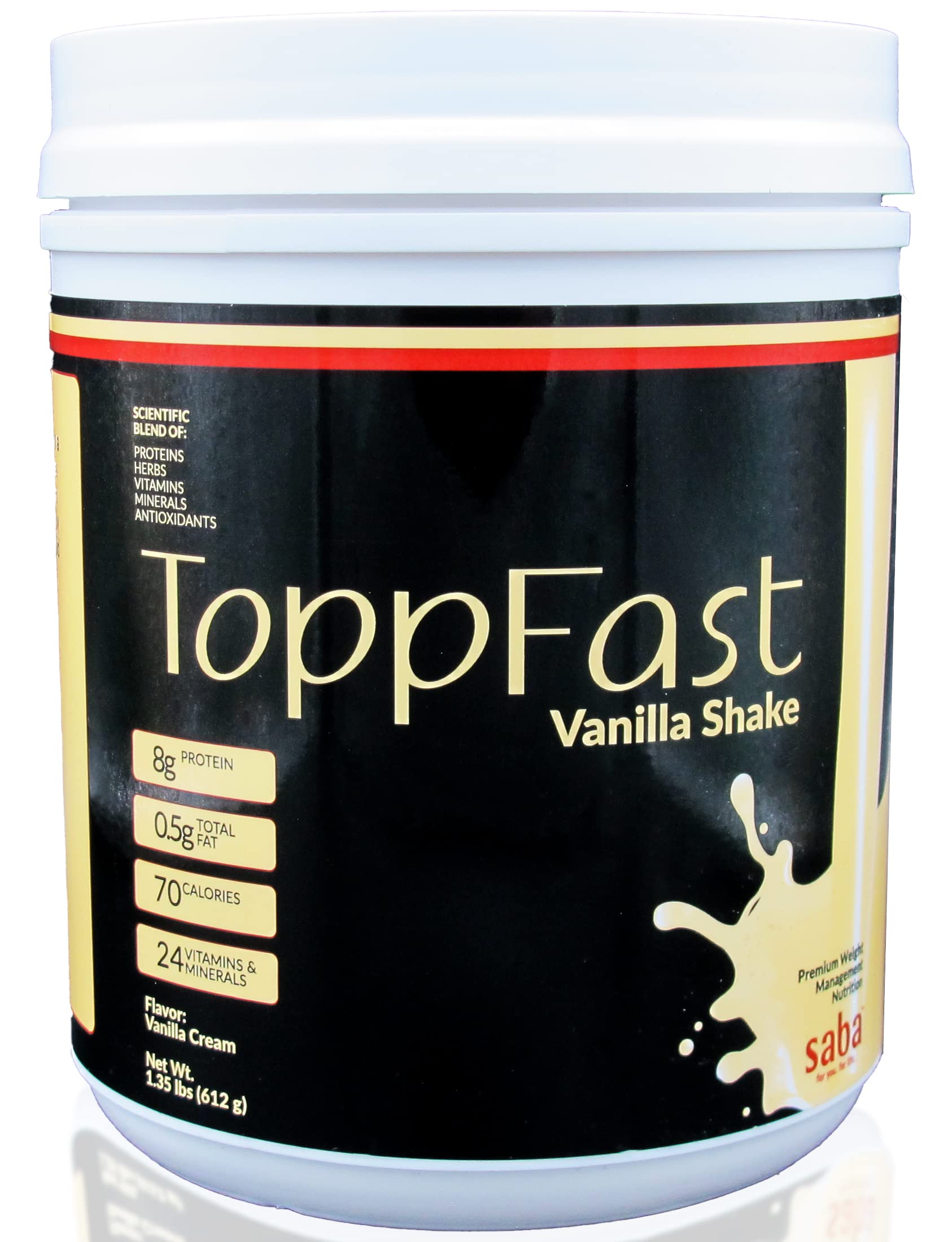 Saba ToppFast™-Weight Management Nutrition -Scientific Blend of proteins, Herbs, Vitamins, Minerals, & antioxidants in a Low-Fat, Low-carb Formula (Vanilla)