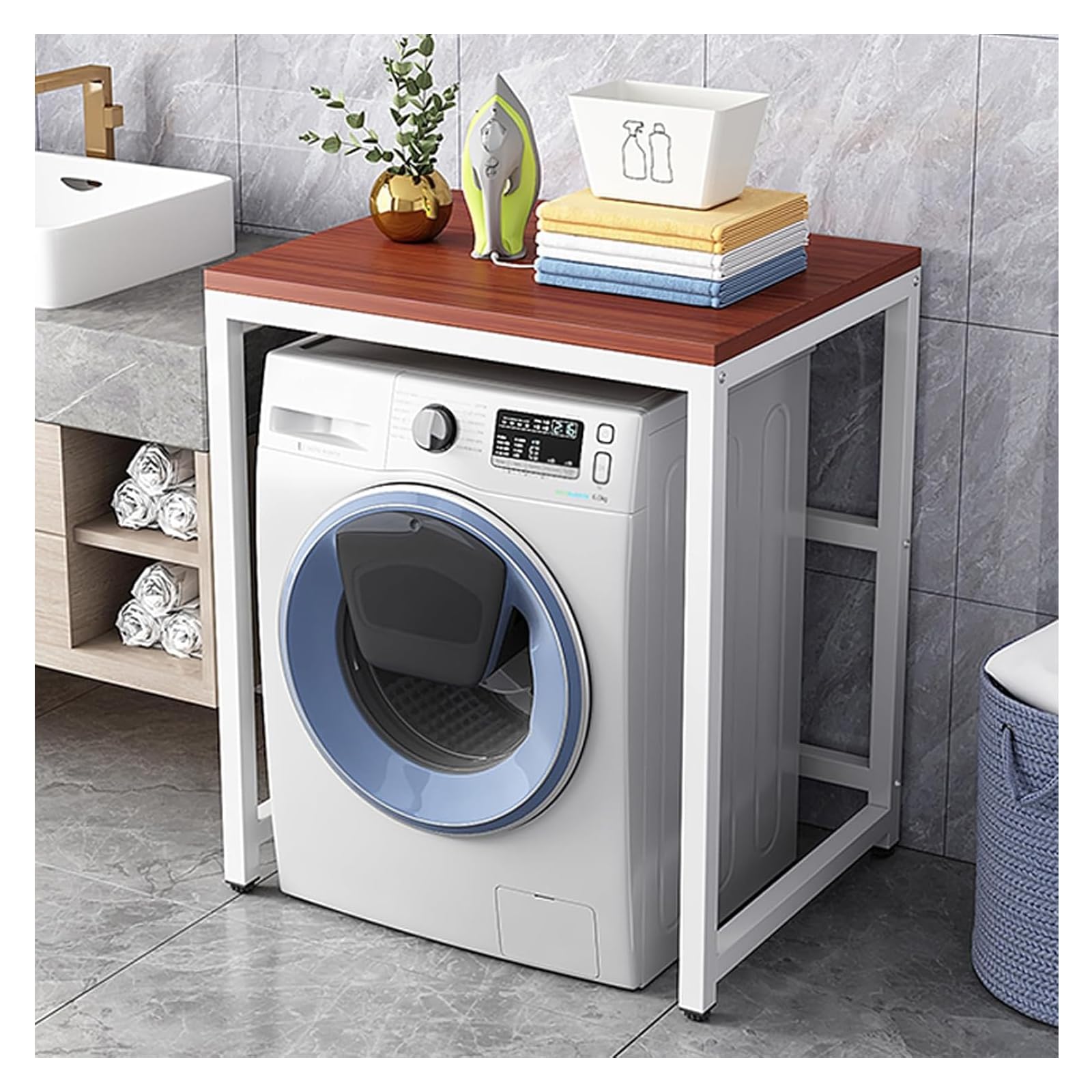 Pobbycrafm Washing Machine Stacking Kits Stacking Kit For Washer And Dryer Tumble Dryer Stand Washer Dryer Countertop Washing Machine Shelf White brown