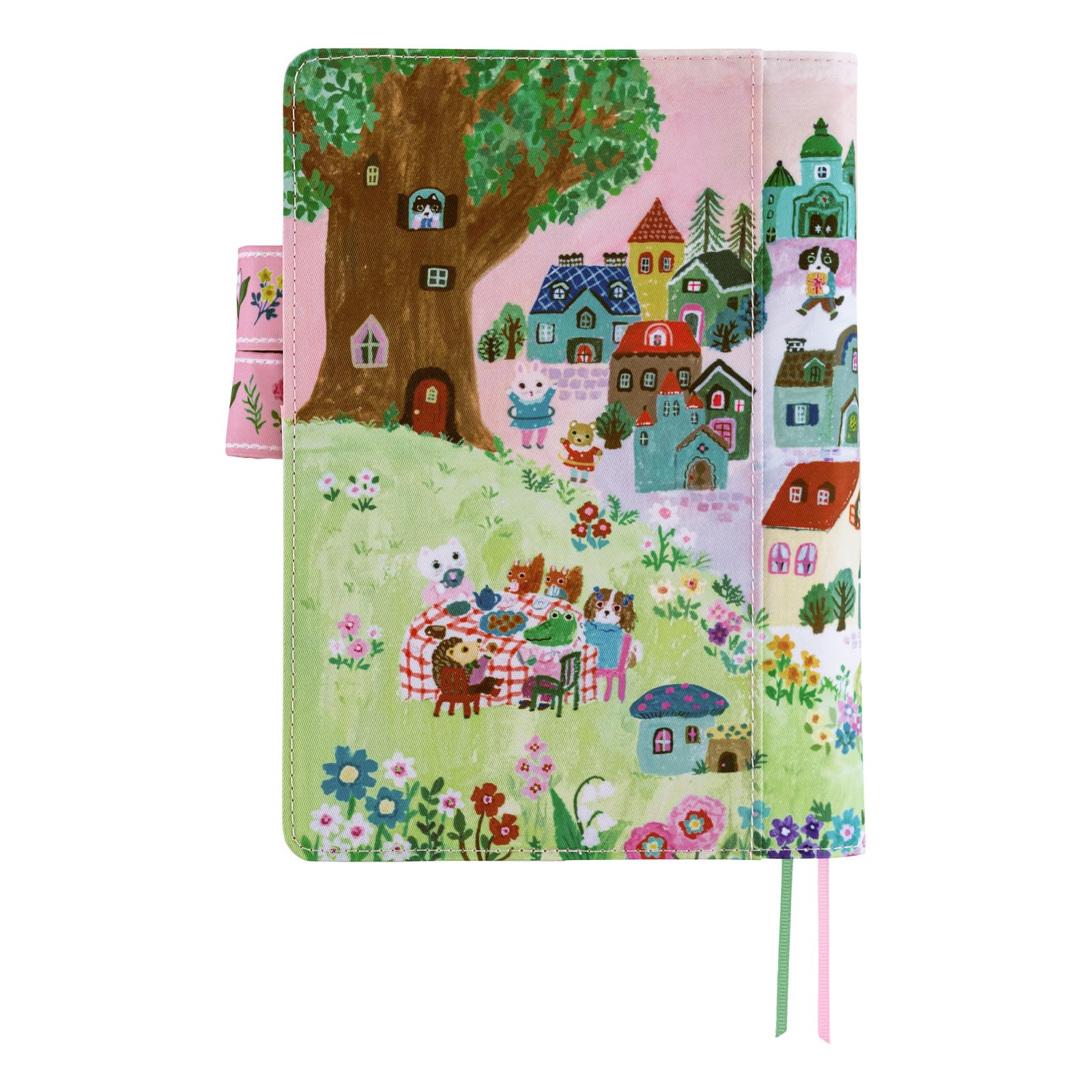 Hobonichi Techo Couverture de planification A5 – Yumi Kitagishi : village de chats blancs (format cousin, couverture uniquement)