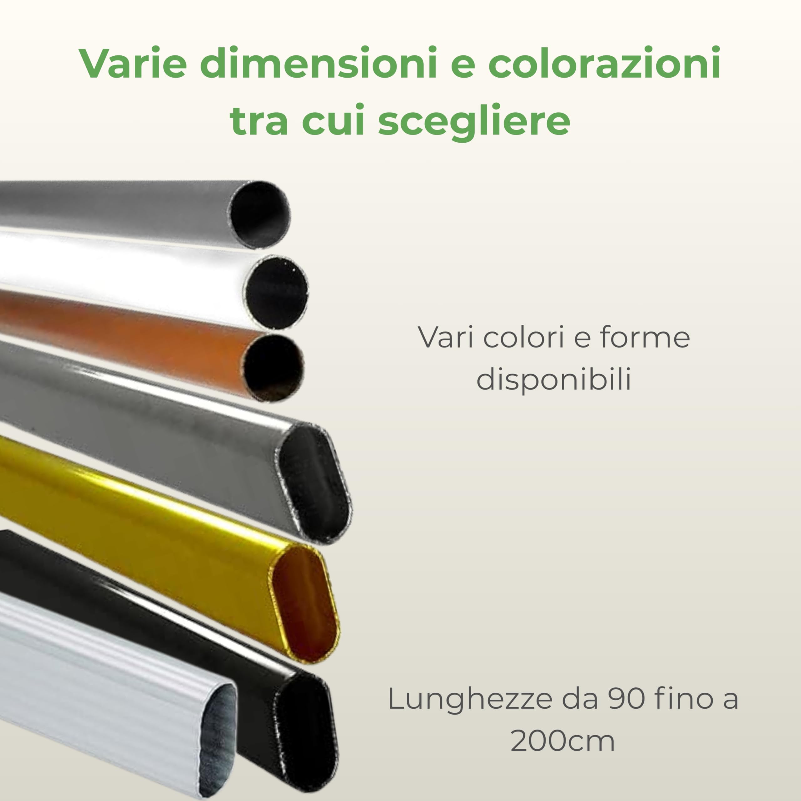Tubo Armadio Resistente, Tubo per Appendiabiti, Barra Appendiabiti per Guardaroba e Cabine Armadio (Ovale - 200cm, Metallo)