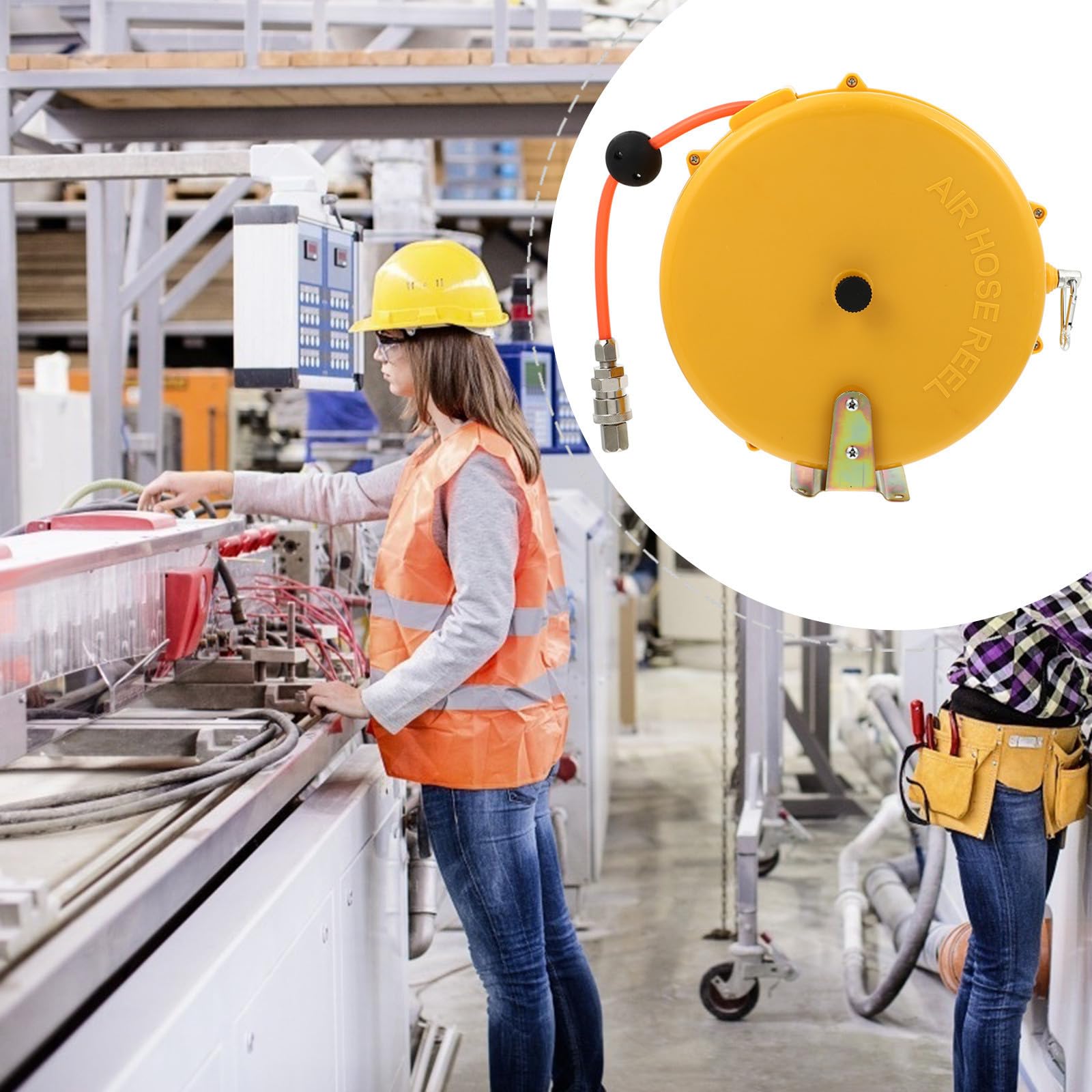 Avvolgitubo Aria Retrattile Automatico per Officine e Casa, Struttura Compatta in Abs e Lega, Resistente a Temperature Alte e Basse, Leggero e Compatto