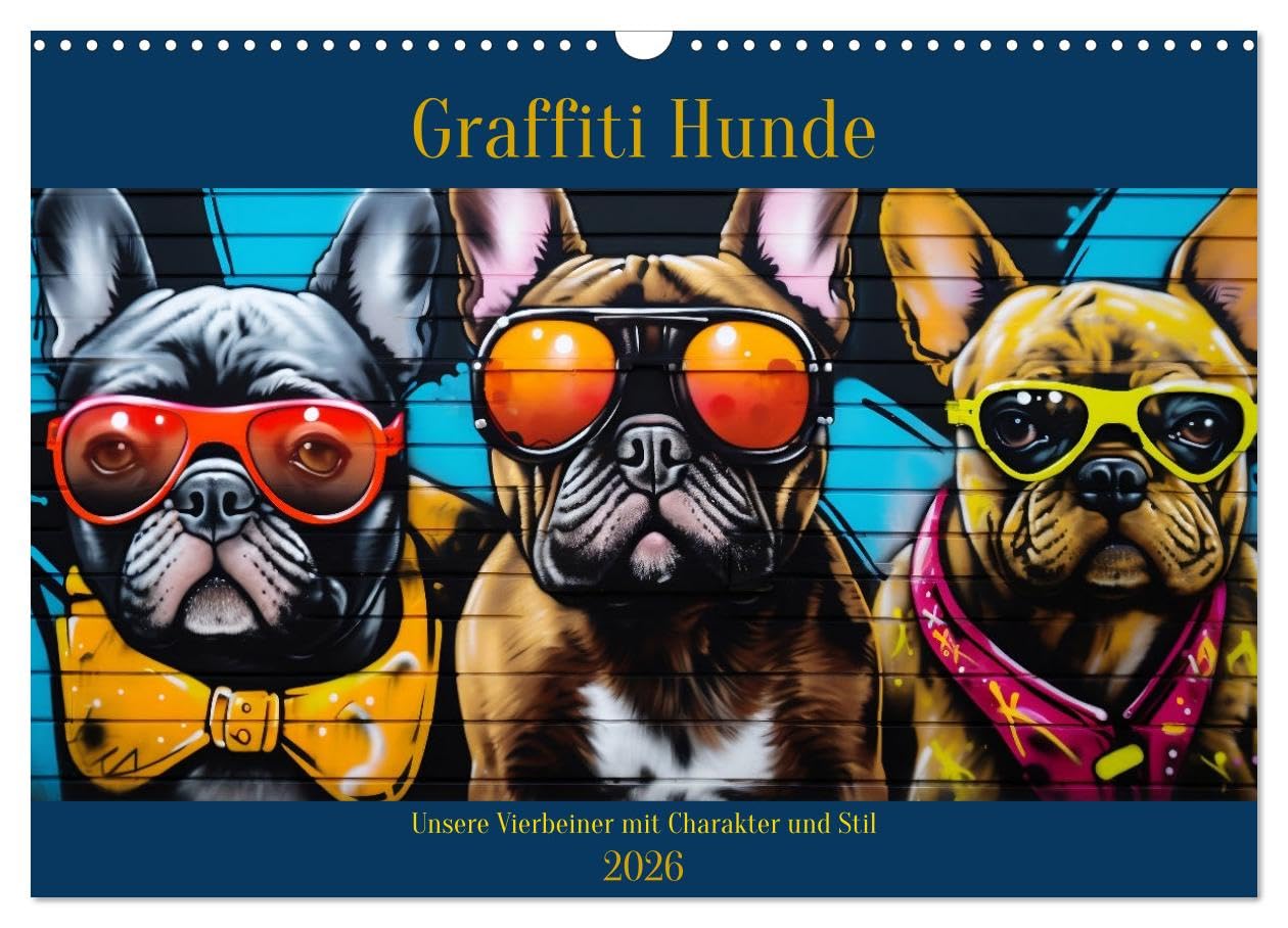 Graffiti Hunde UK-Version (Wall Calendar 2026 DIN A3 Landscape), CALVENDO 12 Month Wall Calendar โ image 1