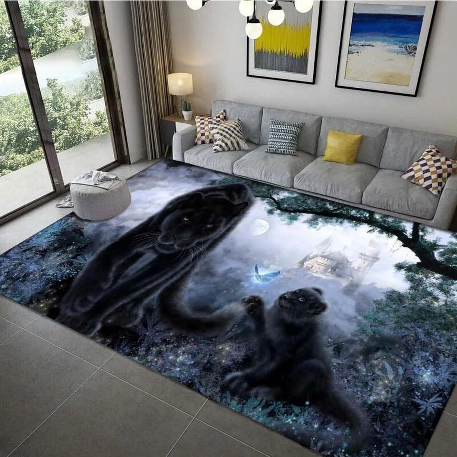 Tapis moderne de décoration flanelle haut de gamme imprimé léopard