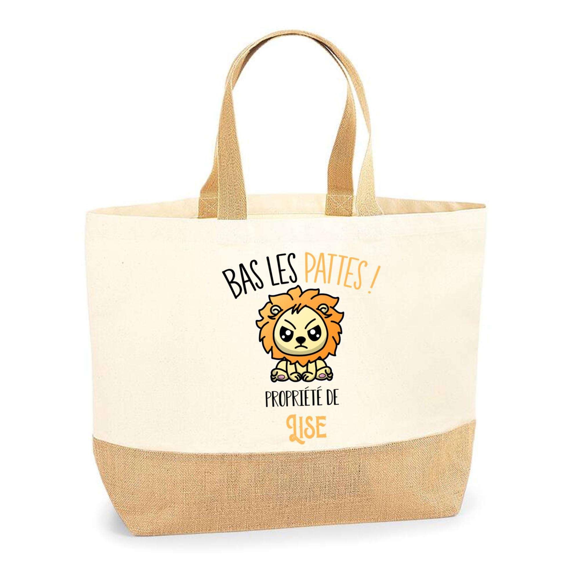 Sac jute Lise Bas les pattes Lion - Cabas de plage et courses Planetee - 8