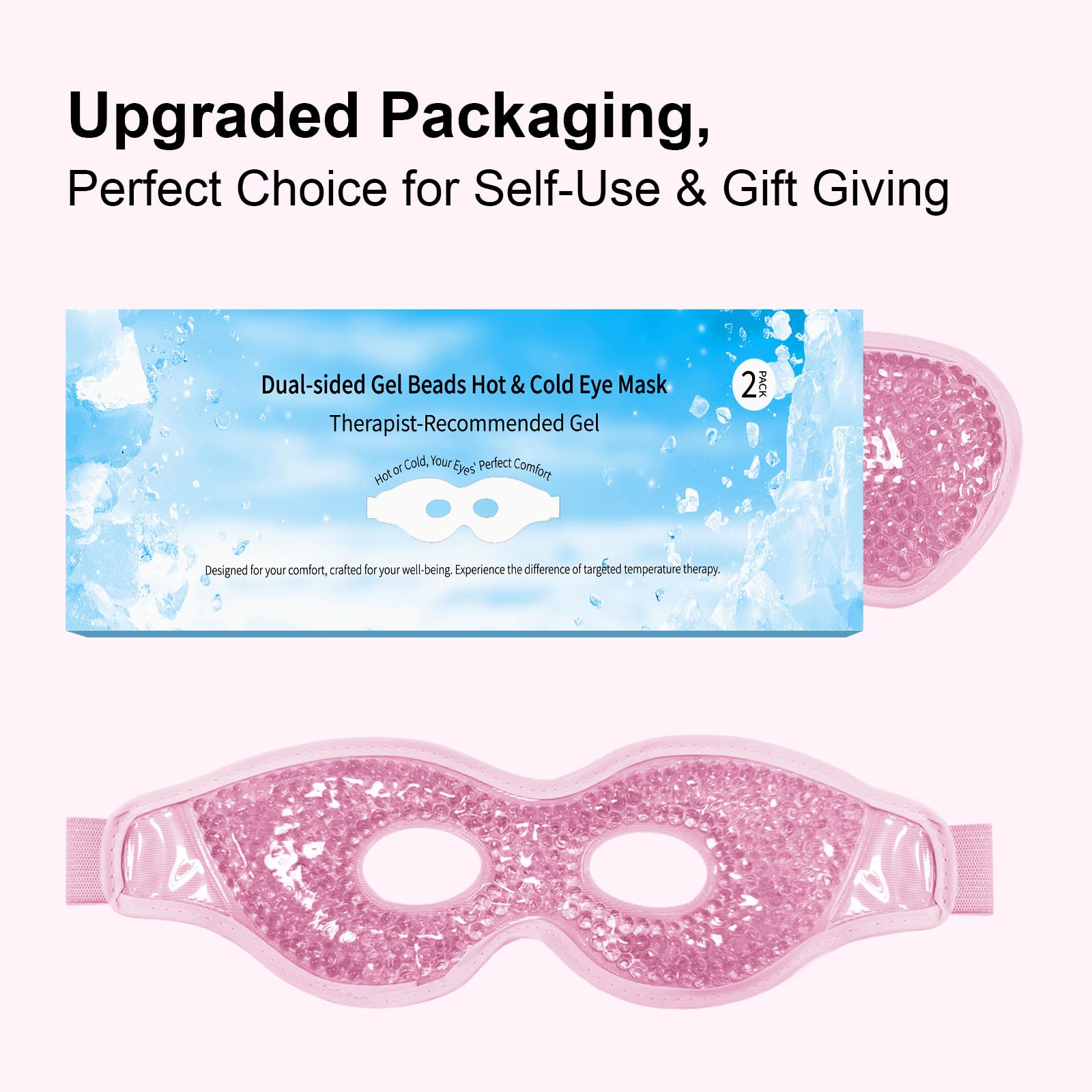 Cooling Gel Eye Mask with Eye Holes, 2 PCS Cold Eye Packs for Puffiness & Swelling, Reusable Hot Cold Compress Heat Ice Gel Pack, Purple and Pink — Amazon image 5