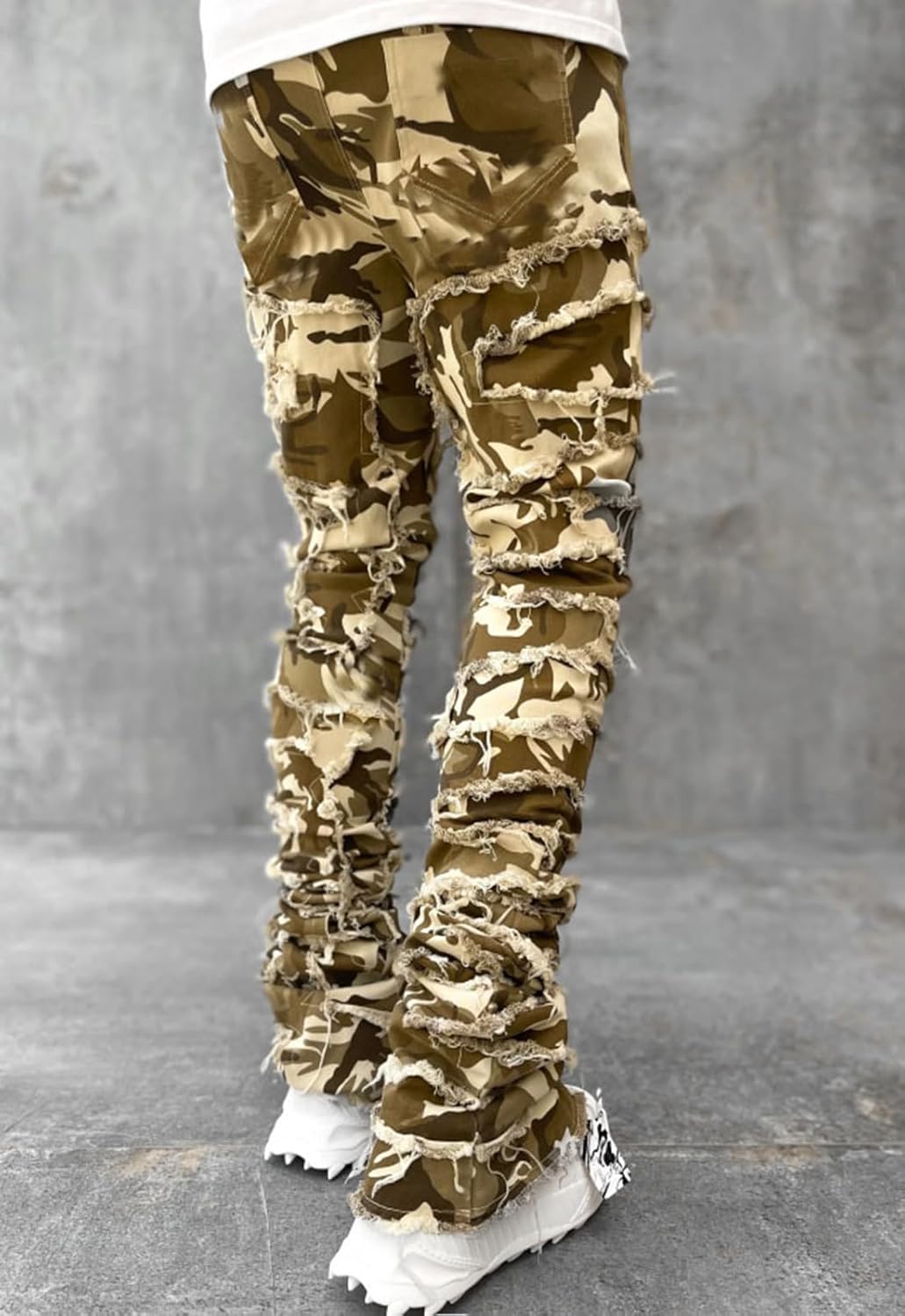 Jeans for Men Stretch Fit Skinny Stacked Ripped Destroyed Jeans Slim Fit Patch Y2K Denim Pants Slim Fit Trousers Streetwear Camo - Image 2